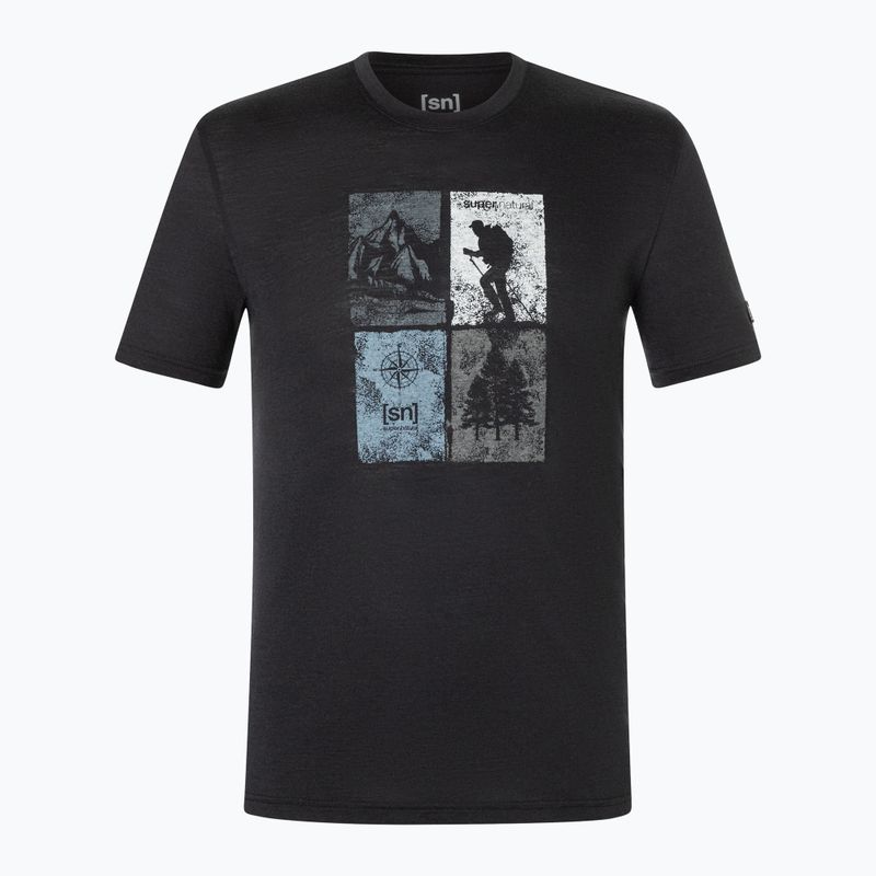 Vyriški marškinėliai super.natural Go Hiking Tee jet black/various 5