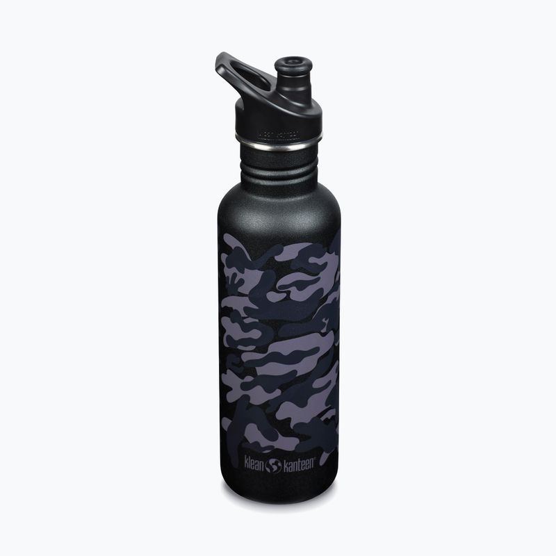 "Klean Kanteen Classic" juodas kamufliažinis kelioninis butelis
