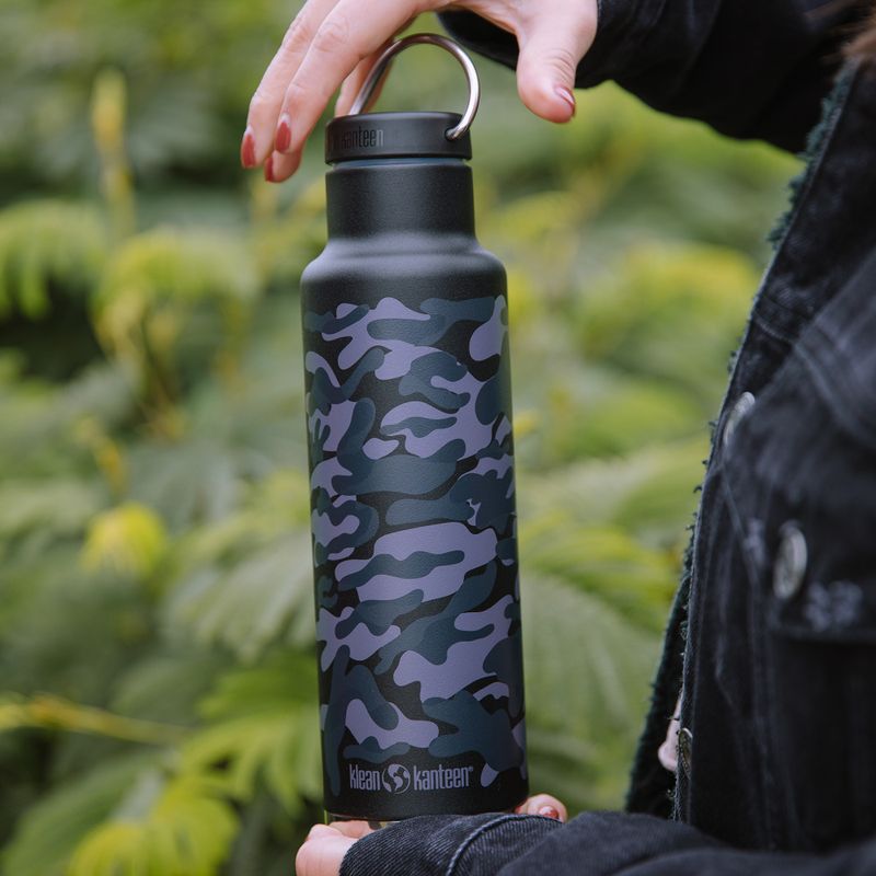 "Klean Kanteen Classic VI" juodas kamufliažinis kelioninis butelis 3