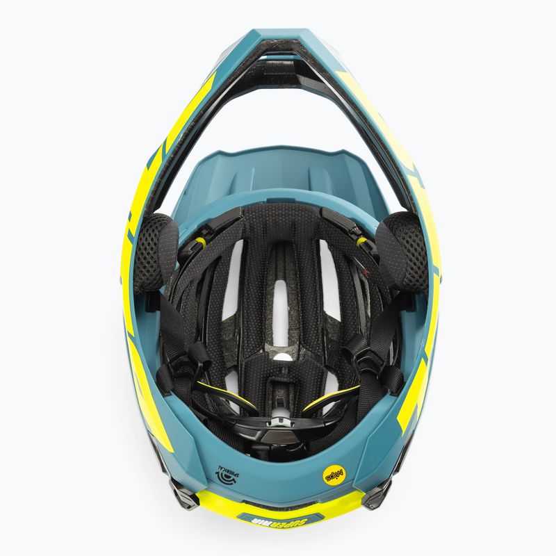 Bell FF Super Air R MIPS Spherical matinis blizgus mėlynas hi-viz dviračių šalmas 5