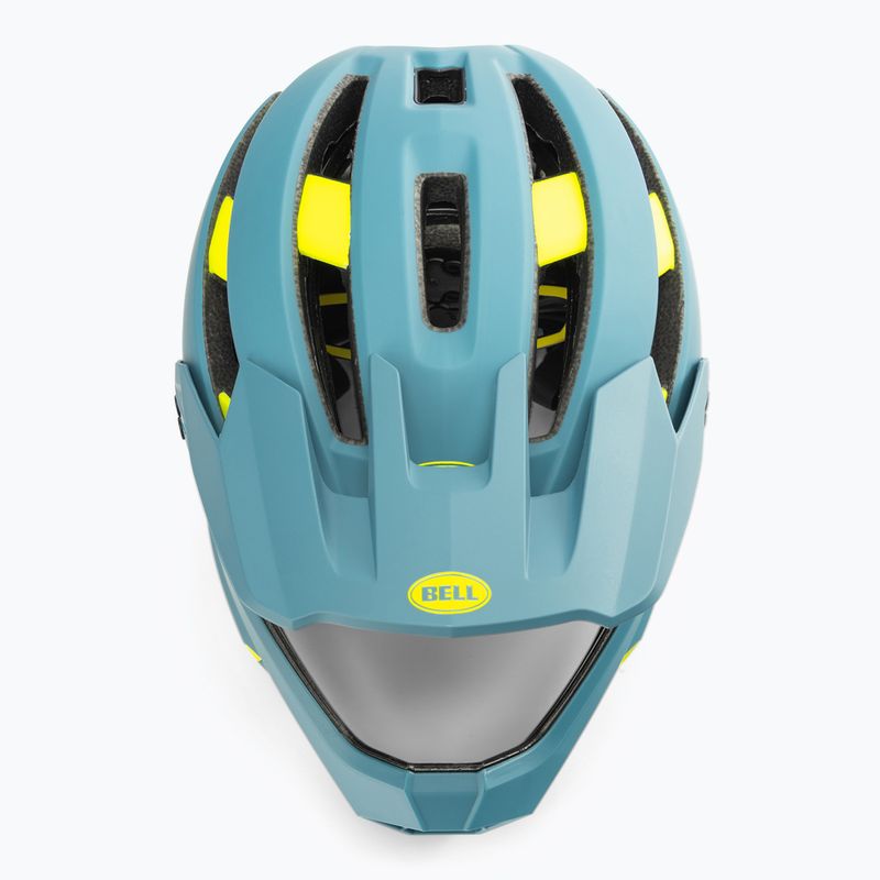 Bell FF Super Air R MIPS Spherical matinis blizgus mėlynas hi-viz dviračių šalmas 6