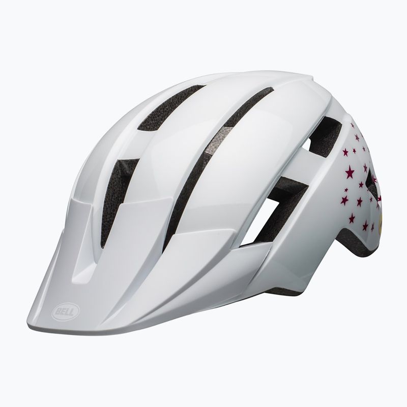Vaikiškas dviračio šalmas Bell Sidetrack II Integrated MIPS white stars