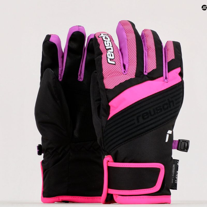 Reusch Duke R-Tex XT juodos/rožinės glo spalvos vaikiškos slidinėjimo pirštinės 7