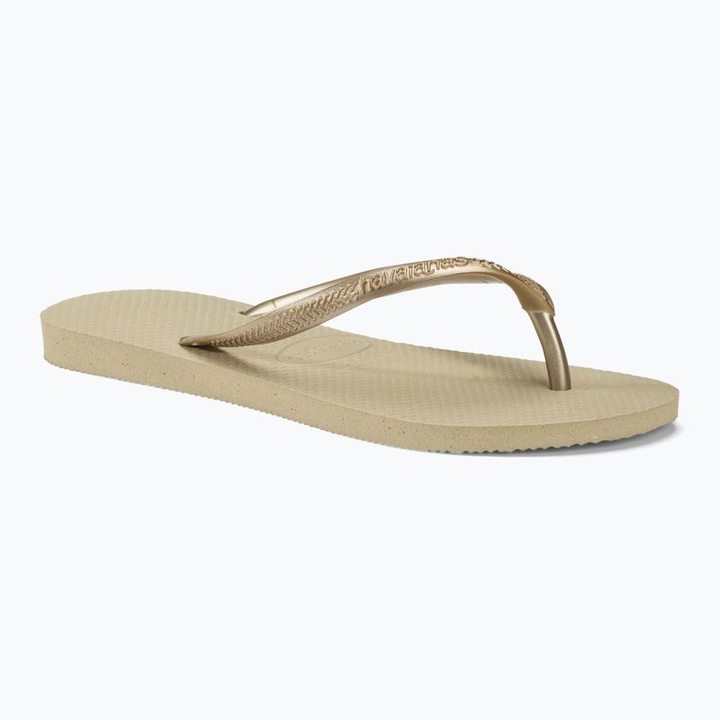 Moteriškos šlepetės per pirštą Havaianas Slim sand grey / light golden