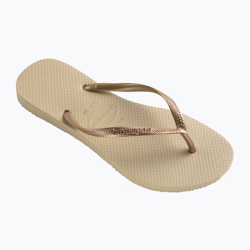 Moteriškos šlepetės per pirštą Havaianas Slim sand grey / light golden 8