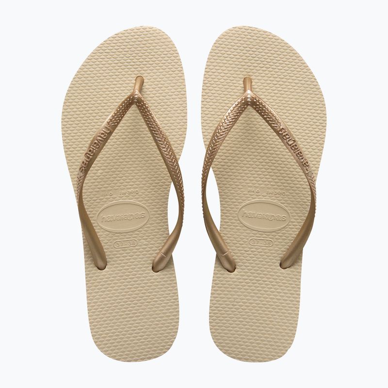 Moteriškos šlepetės per pirštą Havaianas Slim sand grey / light golden 10