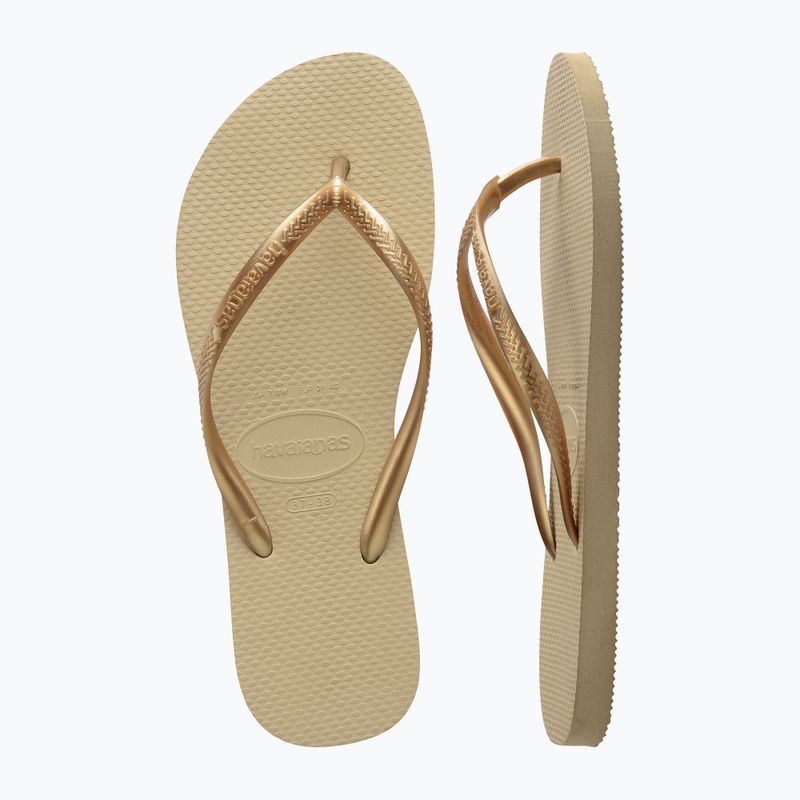 Moteriškos šlepetės per pirštą Havaianas Slim sand grey / light golden 11