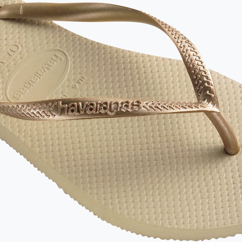 Moteriškos šlepetės per pirštą Havaianas Slim sand grey / light golden 12