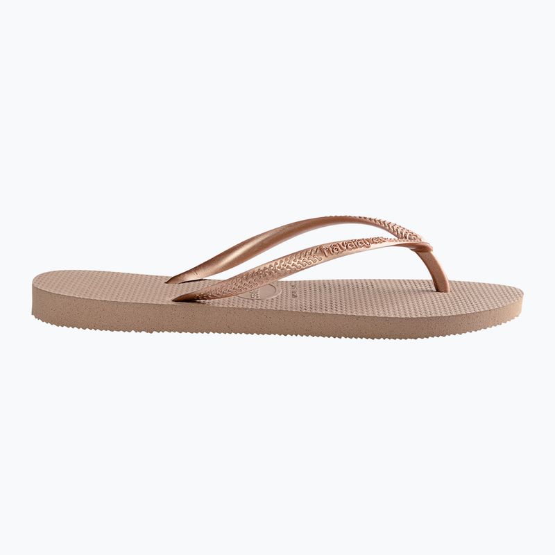 Moteriškos šlepetės per pirštą Havaianas Slim rose gold 2
