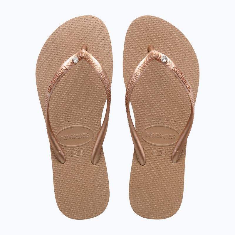 Moteriškos šlepetės per pirštą Havaianas Slim Crystal Sw II rode gold 11