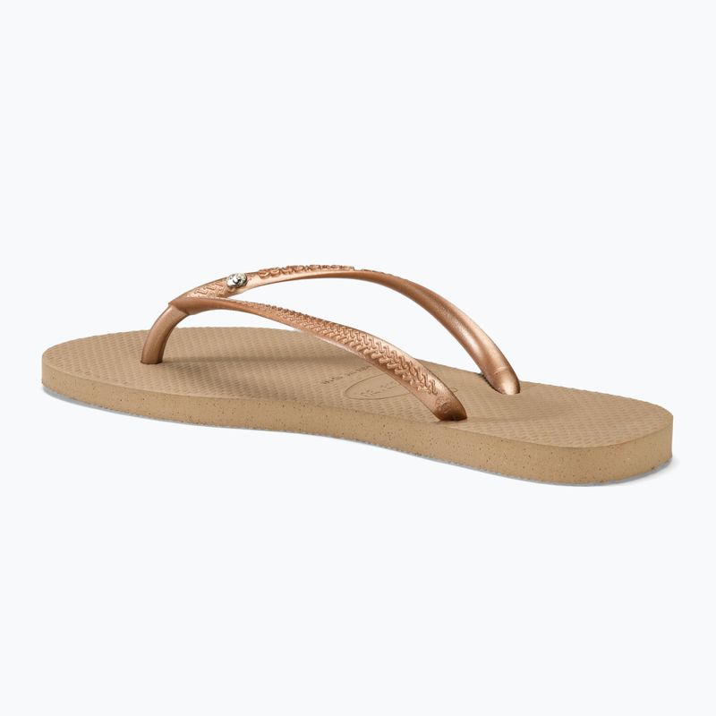 Moteriškos šlepetės per pirštą Havaianas Slim Crystal Sw II rode gold 3