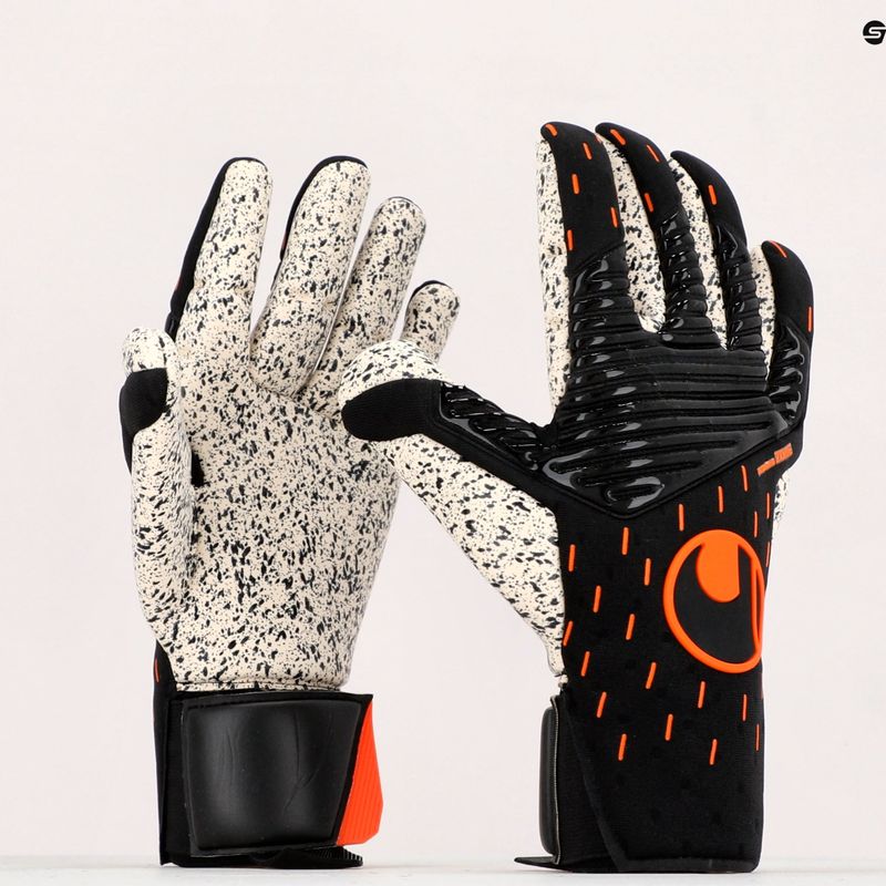 Uhlsport Speed Contact Supergrip+ Finger Surround juodai baltos vartininko pirštinės 101126001 9