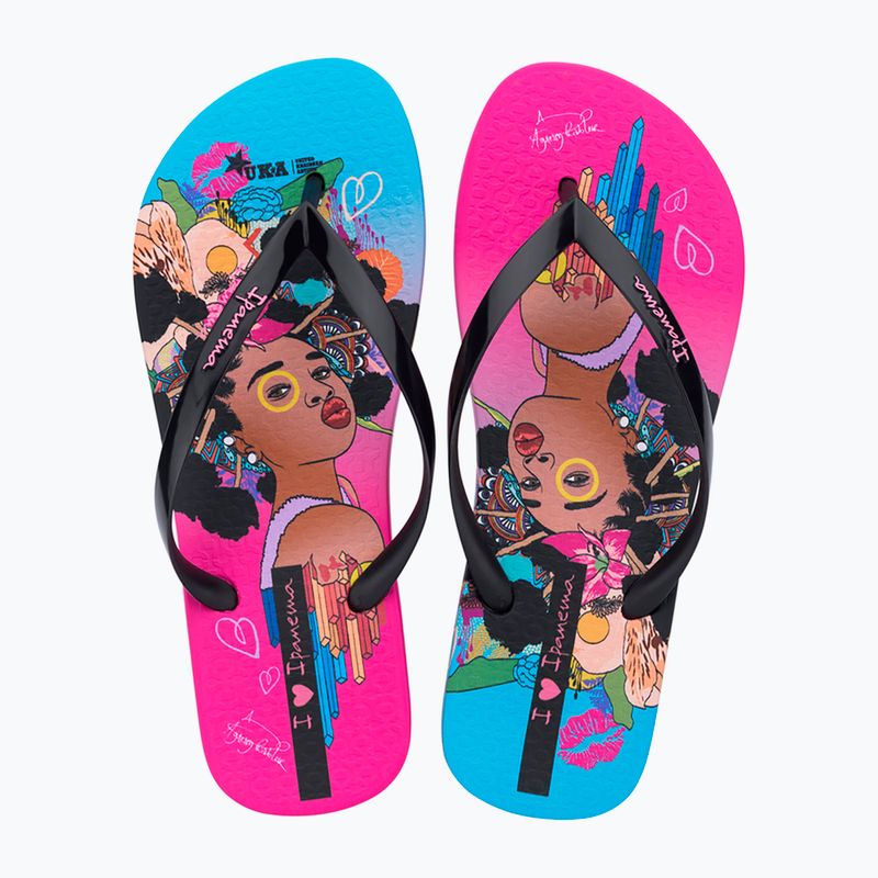Moteriškos šlepetės per pirštą Ipanema Graffiti V pink/black/blue 2