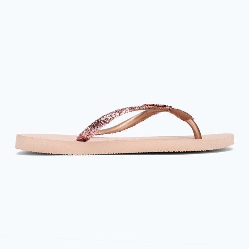 Moteriškos šlepetės per pirštą Havaianas Slim Glitter II ballet rose / golden blush 2