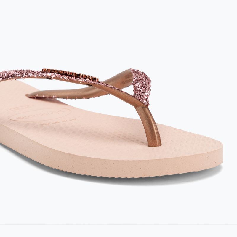 Moteriškos šlepetės per pirštą Havaianas Slim Glitter II ballet rose / golden blush 7