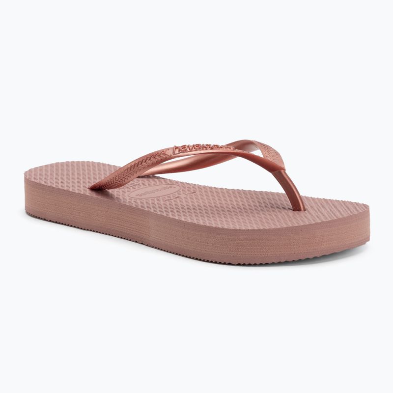 Moteriškos šlepetės per pirštą Havaianas Slim Platform crocus rose