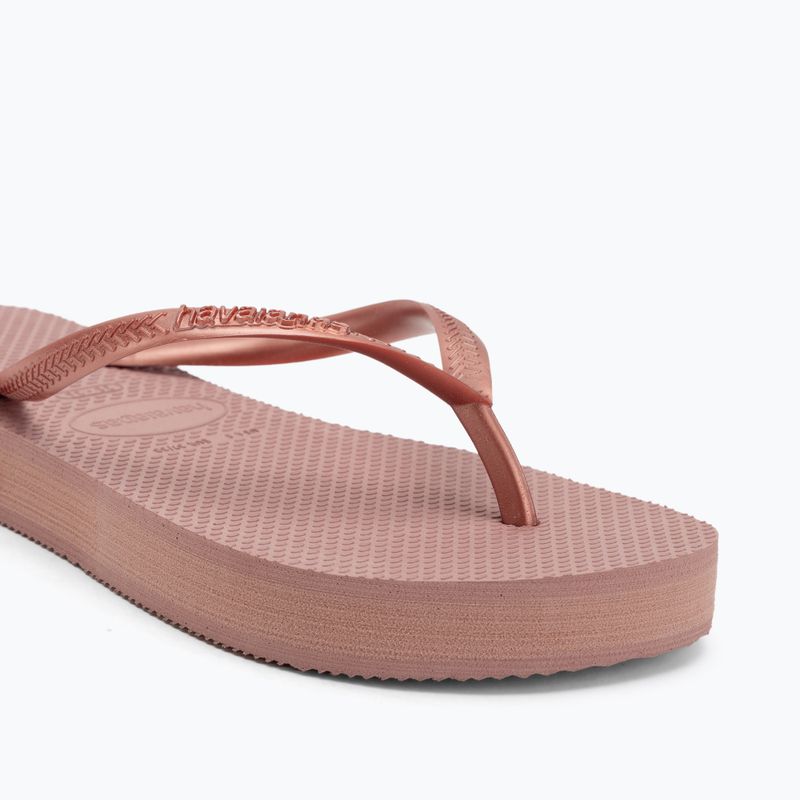 Moteriškos šlepetės per pirštą Havaianas Slim Platform crocus rose 7