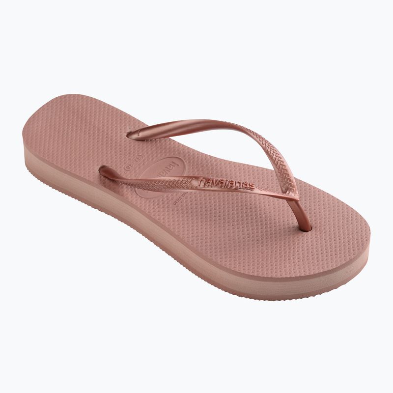 Moteriškos šlepetės per pirštą Havaianas Slim Platform crocus rose