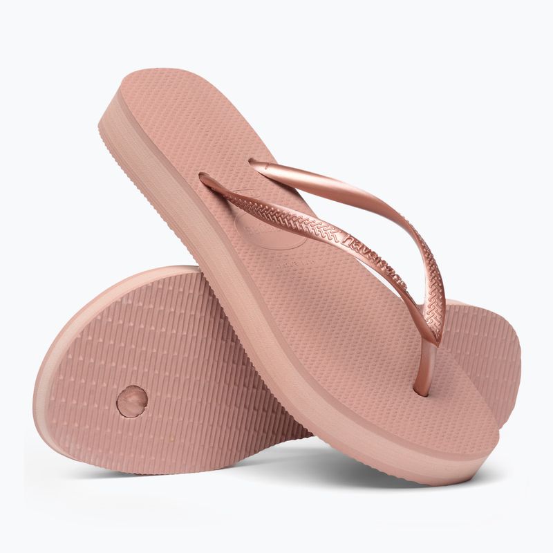 Moteriškos šlepetės per pirštą Havaianas Slim Platform crocus rose 5