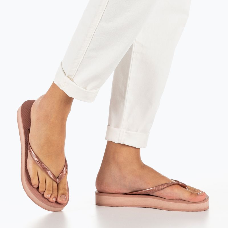 Moteriškos šlepetės per pirštą Havaianas Slim Platform crocus rose 6