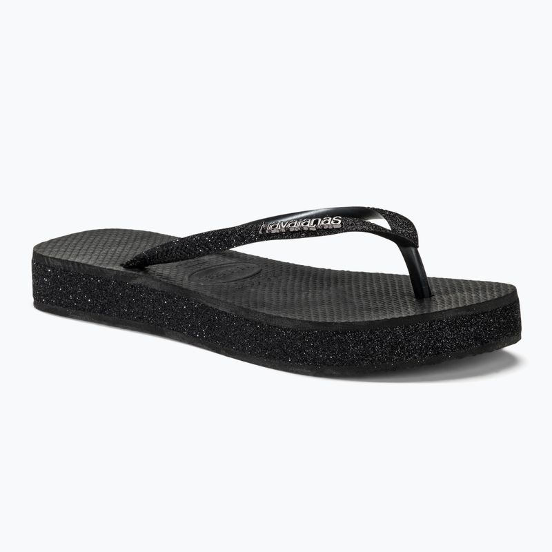 Moteriškos šlepetės per pirštą Havaianas Slim Flatform Sparkle black