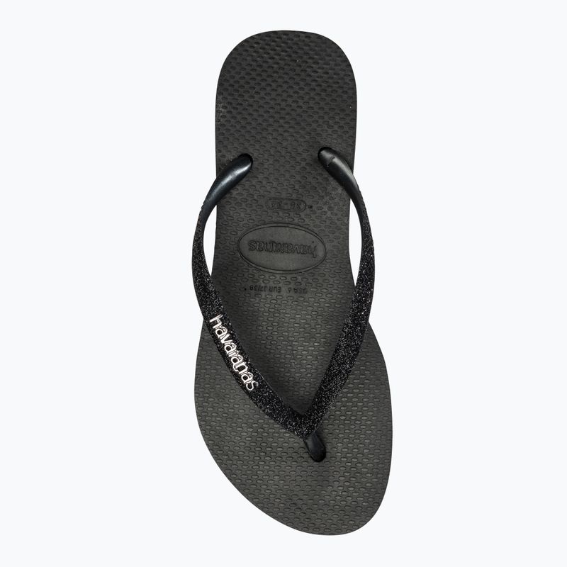 Moteriškos šlepetės per pirštą Havaianas Slim Flatform Sparkle black 5