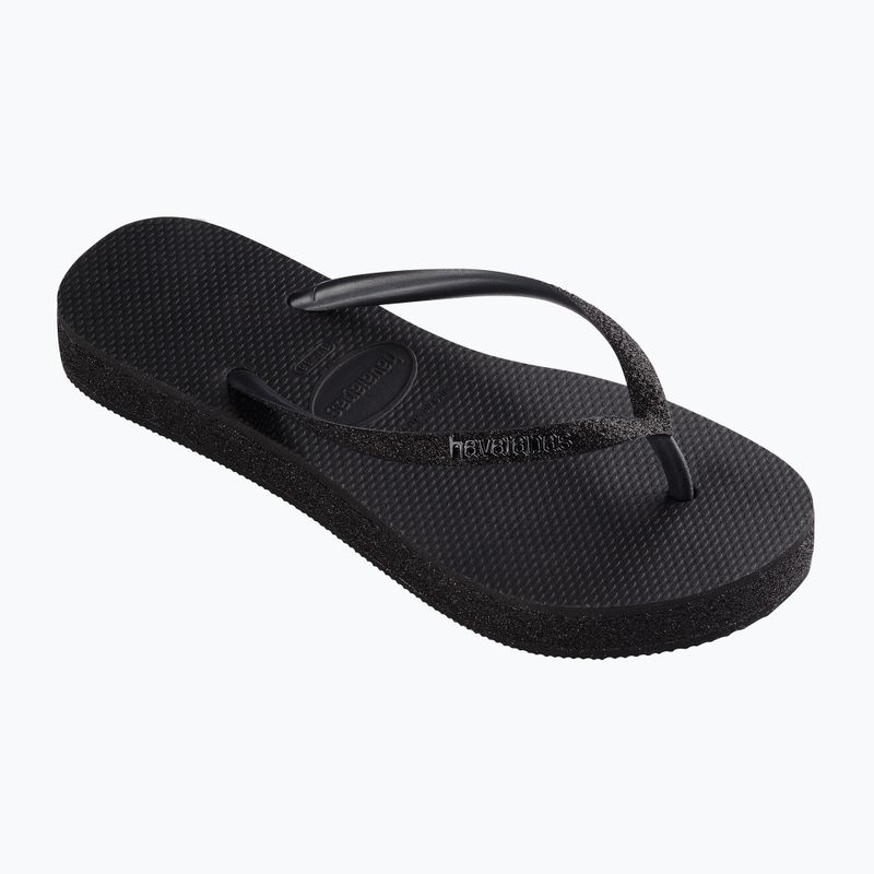 Moteriškos šlepetės per pirštą Havaianas Slim Flatform Sparkle black 9