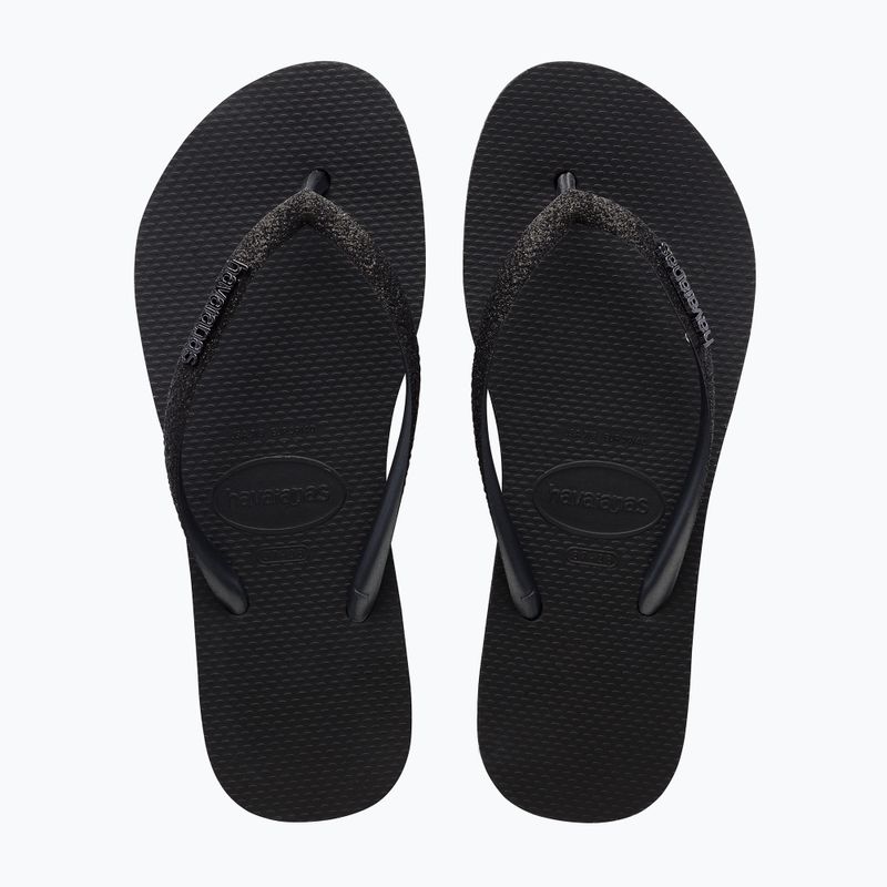 Moteriškos šlepetės per pirštą Havaianas Slim Flatform Sparkle black 11