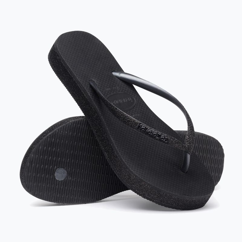 Moteriškos šlepetės per pirštą Havaianas Slim Flatform Sparkle black 12