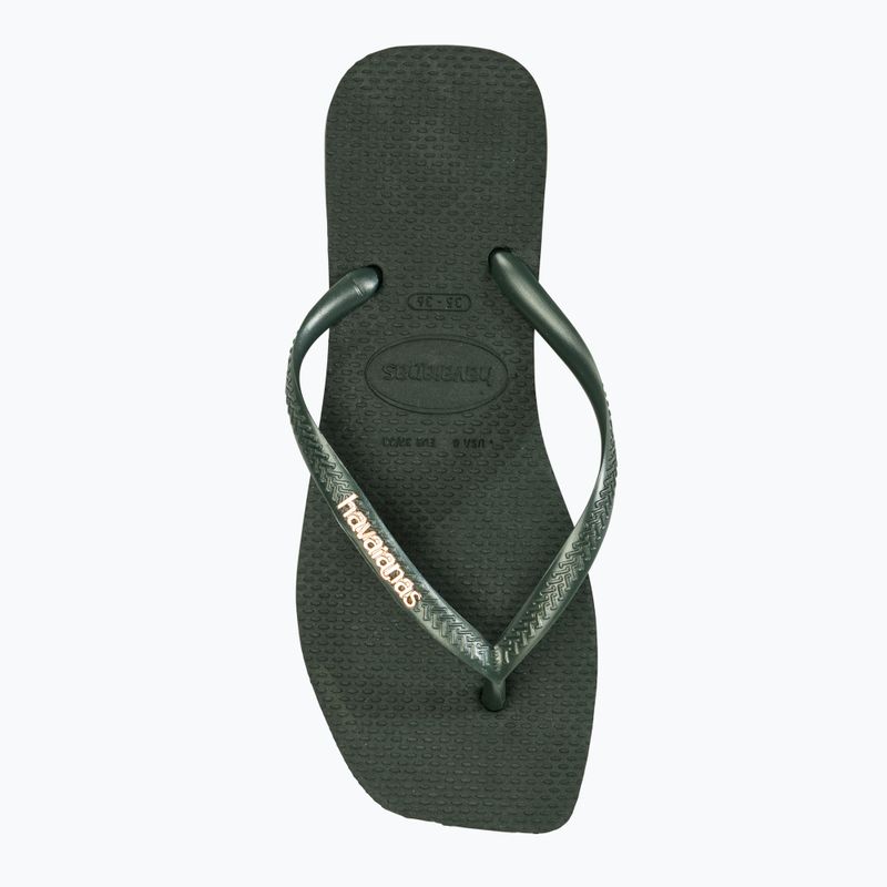 Moteriškos šlepetės per pirštą Havaianas Square Logo Metallic green olive 5