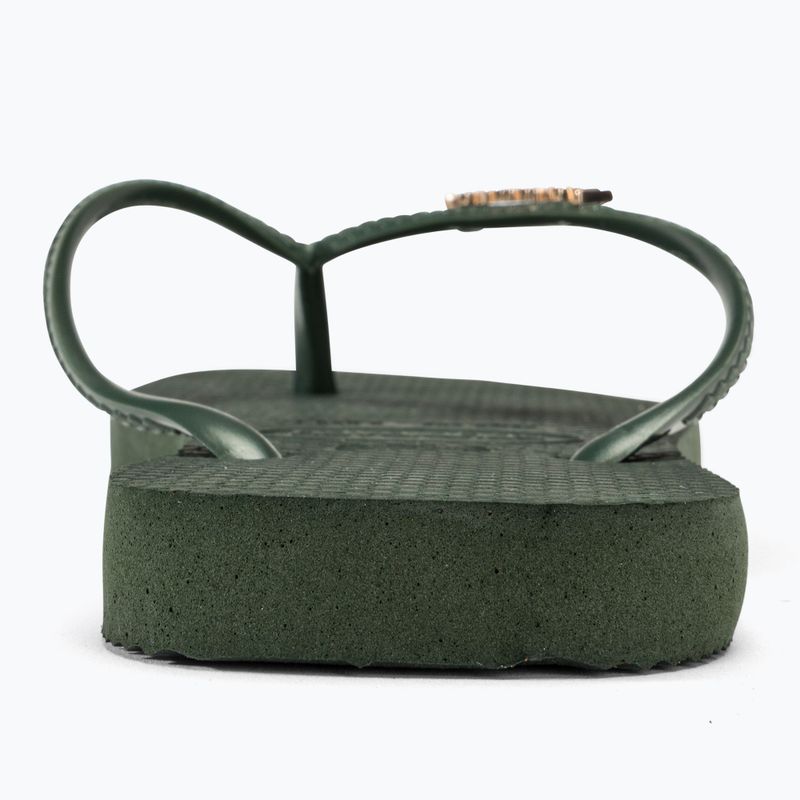 Moteriškos šlepetės per pirštą Havaianas Square Logo Metallic green olive 6