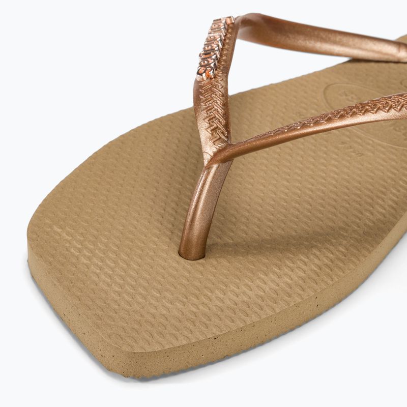 Moteriškos šlepetės per pirštą Havaianas Square Logo Metallic rose gold / rose gold 7