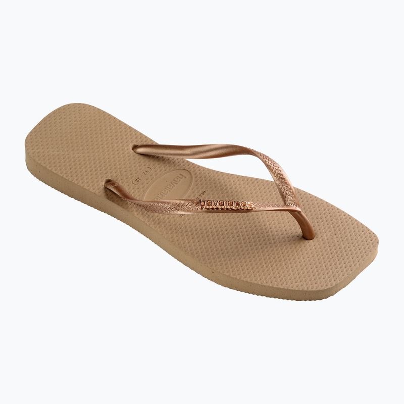 Moteriškos šlepetės per pirštą Havaianas Square Logo Metallic rose gold / rose gold 9