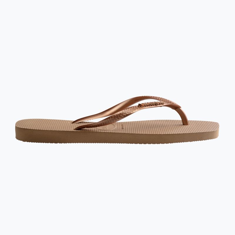 Moteriškos šlepetės per pirštą Havaianas Square Logo Metallic rose gold / rose gold 10