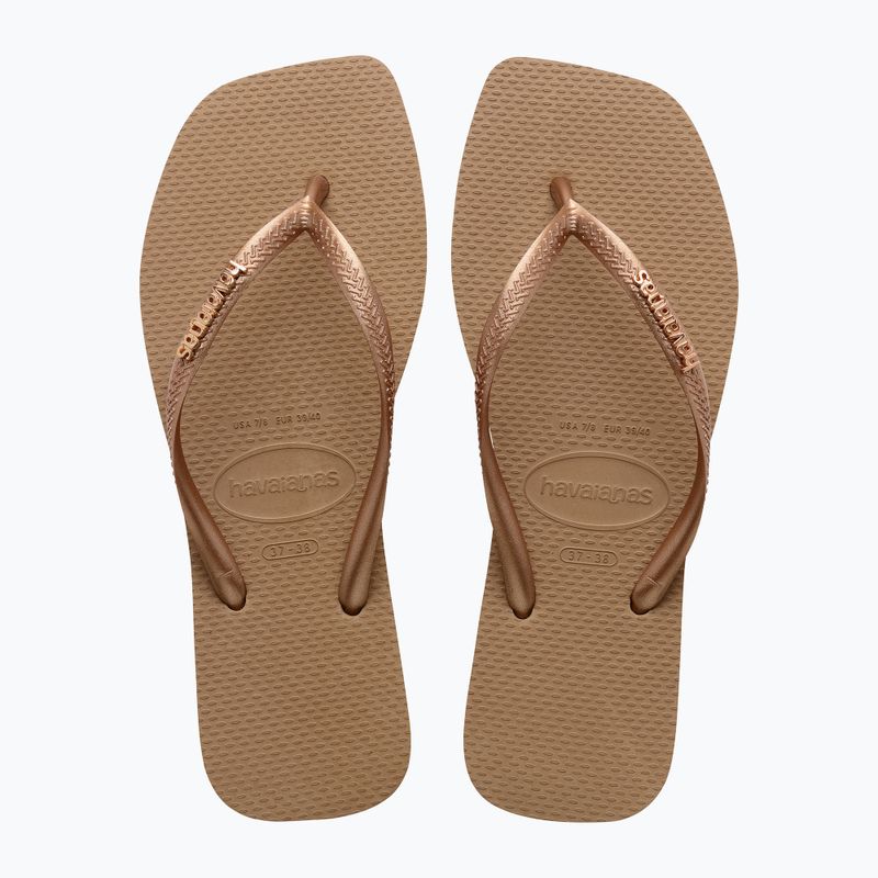 Moteriškos šlepetės per pirštą Havaianas Square Logo Metallic rose gold / rose gold 11