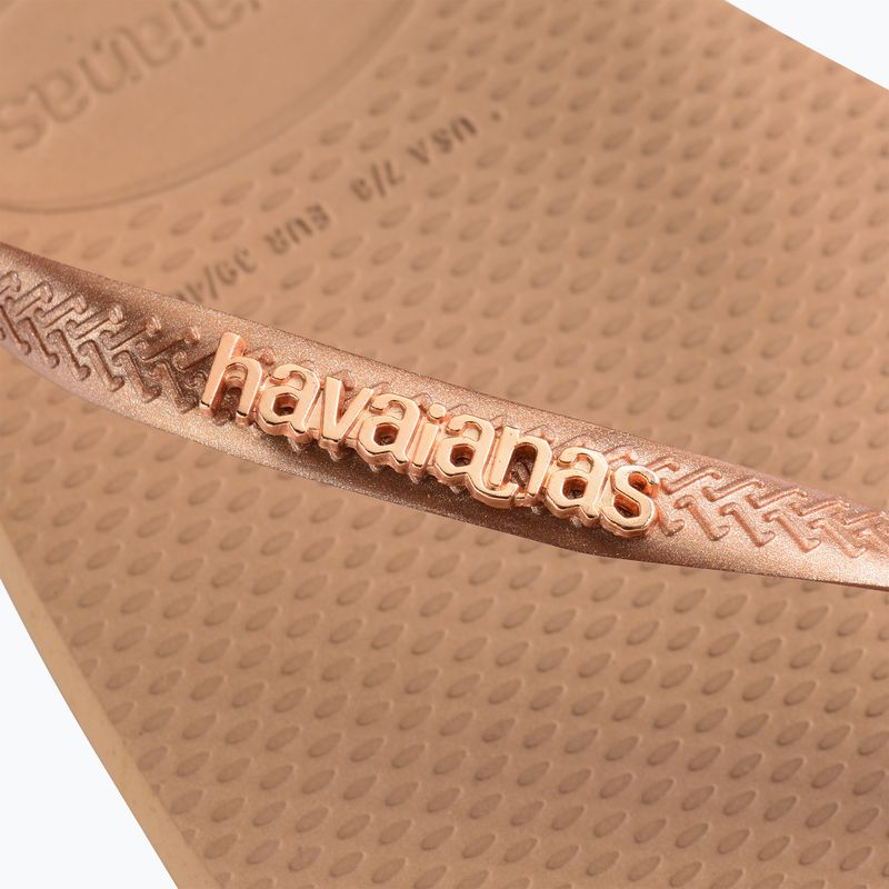 Moteriškos šlepetės per pirštą Havaianas Square Logo Metallic rose gold / rose gold 13
