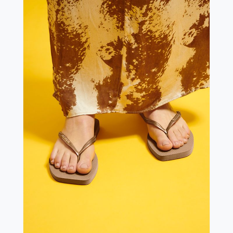 Moteriškos šlepetės per pirštą Havaianas Square Logo Metallic rose gold / rose gold 14