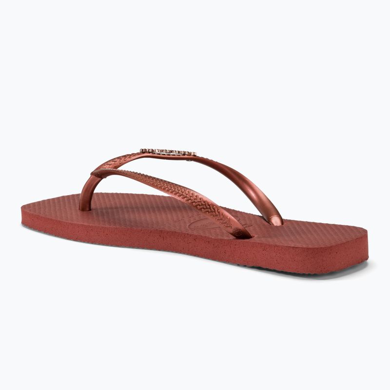 Moteriškos šlepetės per pirštą Havaianas Square Logo Metallic mahogany 3