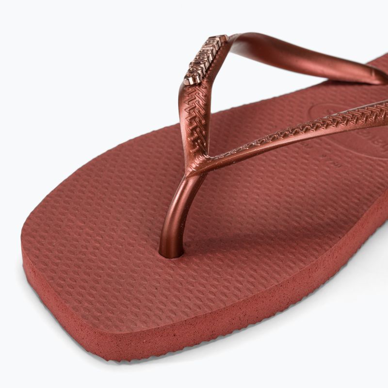 Moteriškos šlepetės per pirštą Havaianas Square Logo Metallic mahogany 7