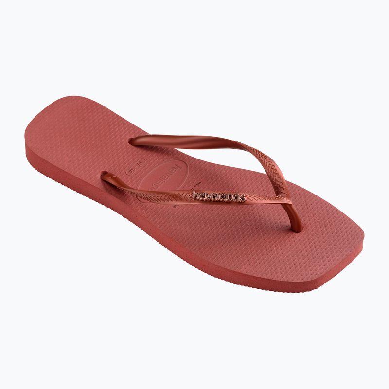 Moteriškos šlepetės per pirštą Havaianas Square Logo Metallic mahogany 8