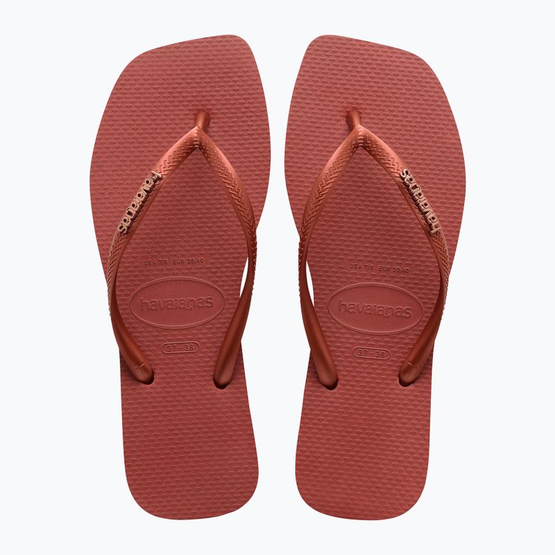 Moteriškos šlepetės per pirštą Havaianas Square Logo Metallic mahogany 10