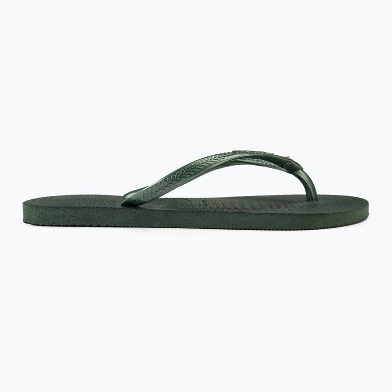 Moteriškos šlepetės per pirštą Havaianas Slim Crystal Sw II olive green 2