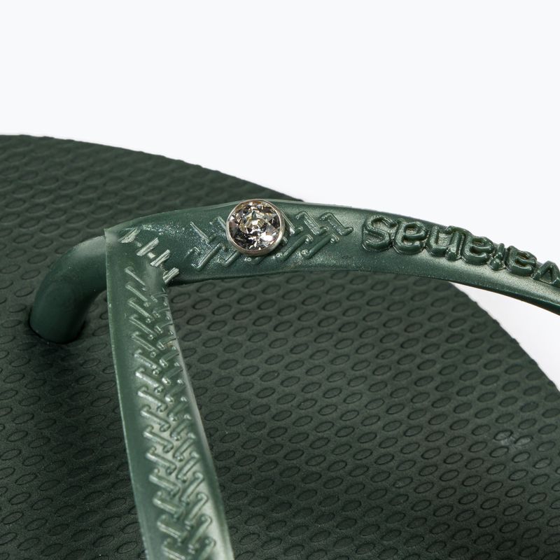 Moteriškos šlepetės per pirštą Havaianas Slim Crystal Sw II olive green 9