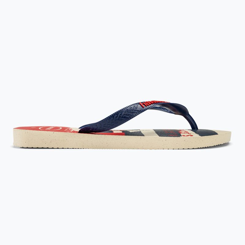 Šlepetės per pirštą Havaianas Top Nautical beige straw / navy blue / ruby red 2