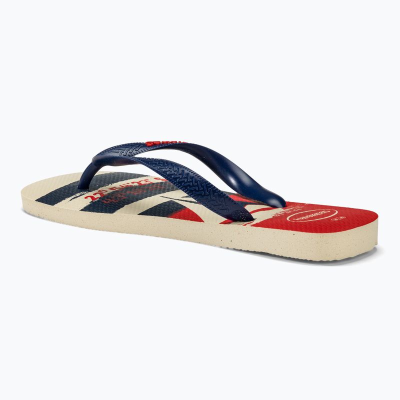 Šlepetės per pirštą Havaianas Top Nautical beige straw / navy blue / ruby red 3