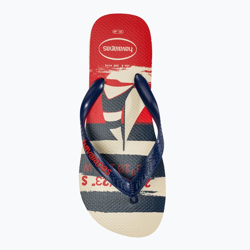 Šlepetės per pirštą Havaianas Top Nautical beige straw / navy blue / ruby red 5