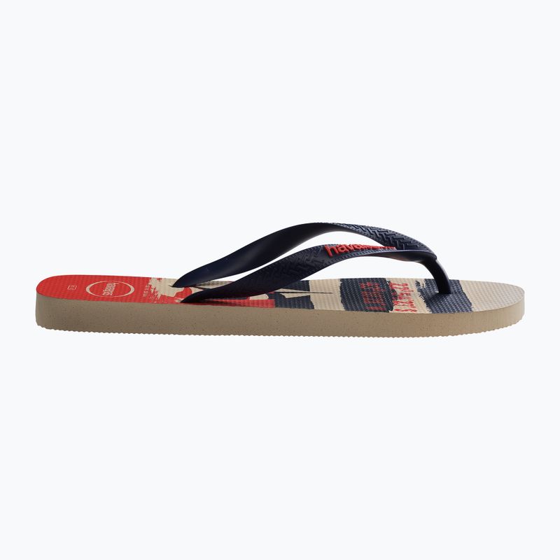 Šlepetės per pirštą Havaianas Top Nautical beige straw / navy blue / ruby red 9