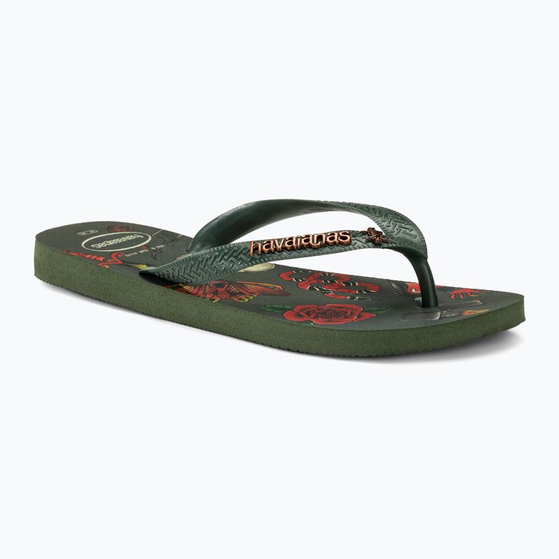 Vyriškos šlepetės per pirštą Havaianas Top Tribo olive green