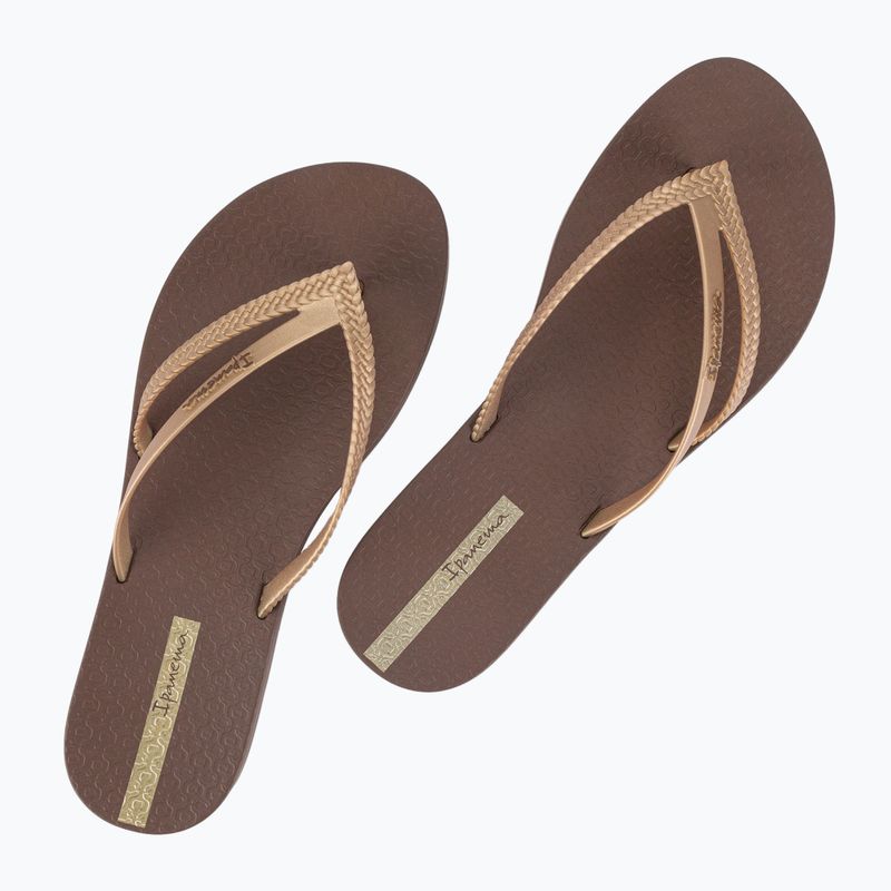 Moteriškos šlepetės per pirštą Ipanema Bossa brown/gold 8