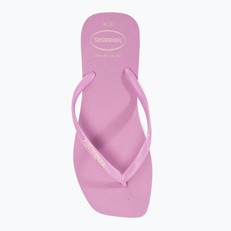 Moteriškos šlepetės per pirštą Havaianas Square Logo Pop Up fresh lavender 5